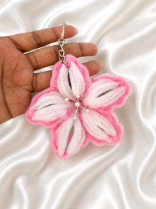 Yellow Flower Keychain Charm and pink white keycha