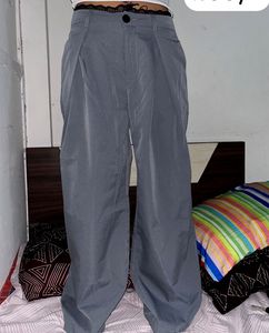 Grey Wide Leg Cargo Pants