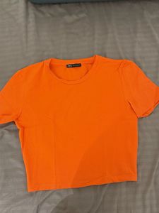 Vibrant Orange Cropped T-Shirt