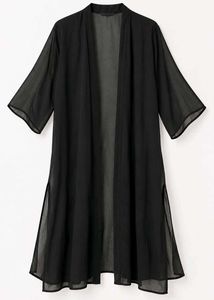 Elegant Black Sheer Kimono Duster