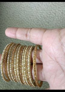 Elegant Pearl &amp; Gold Bangles Set