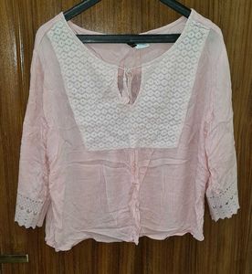 Chic Pink Lace Detail Tunic