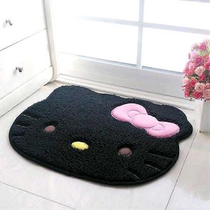 Cute Black Hello Kitty Shaped Rug
