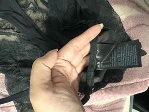 Black Lace Bra Thong Body