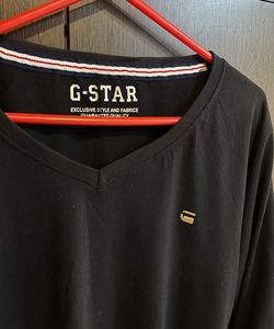 G-Star Raw Black V-Neck Long Sleeve Tee