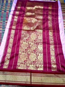 Elegant Lavender Saree with Maroon Border