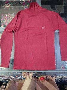 Maroon Knit Turtleneck Sweater