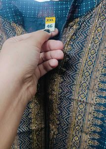 Teal &amp; Gold Printed Kurta with leggings