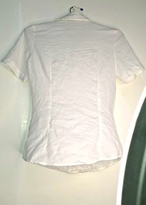 Classic White Pleated Short Sleeve Shirt