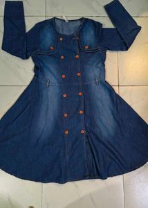 Denim Button-Down Midi Dress