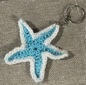 Handmade Crochet Starfish Keychain