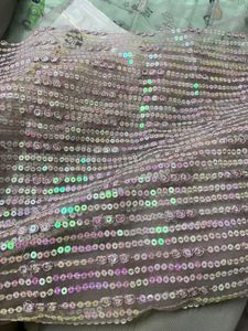 Elegant Sequined Pink Saree With Unstiched Blouse
