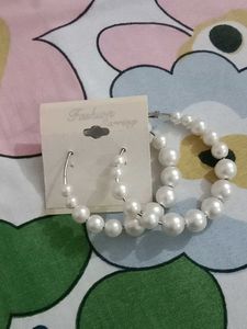 Elegant Faux Pearl Hoop Earrings