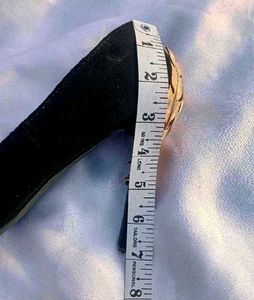 Black Stiletto Heels with Gold Leaf Detail