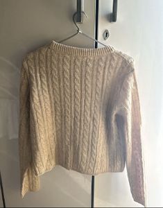 Cream Cable Knit Cropped Sweater