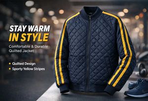Stylish Navy Blue Quilted Jacket 🧥