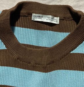 Pull&amp;Bear Striped Knit Crop Top
