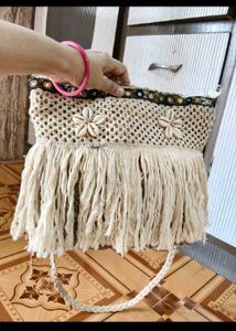 Boho Macrame Fringe Crossbody Bag