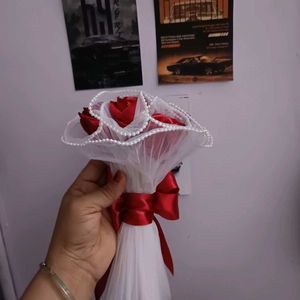 Handmade Satin Rose Bouquet (5 Roses)