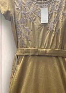 Gold Maxi Gown with Silver Embroidery