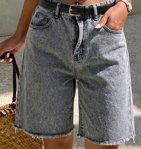 washed grey denim shorts