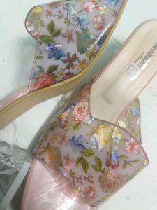 Crystal Flower Heel Nude Peach Women Footwear 👠👡