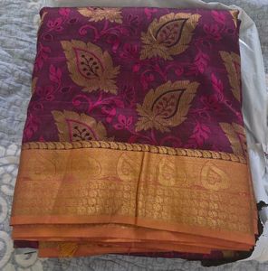 Magenta and yellow kanchi pattu Saree