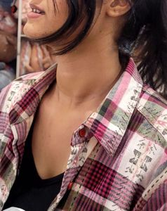 Pink &amp; White Checked Oversized Shirt – Casual Stre