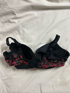 Floral Print Black Bra