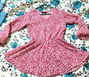 Floral Print V-neck Top