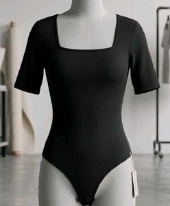Black bodysuit cum crop top