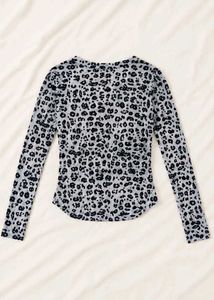 Leopard Print Long Sleeve Wrap Top