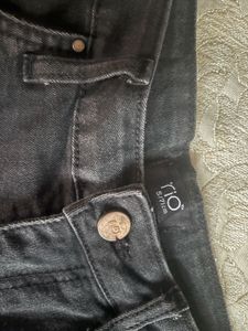 Black Denim Shorts with Frayed Hem