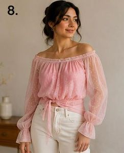 Pink Sheer Dot Crop Top