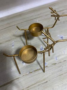 2 Golden Reindeer Shaped Candle Stand
