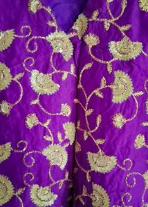 Elegant Purple Kurta with Gold Embroidery