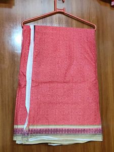 Beautiful Carrot Red Printed Saree