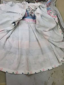 Charming Pink Ruffled Blouse with skirt only one t