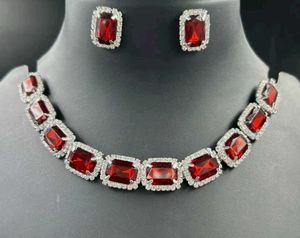 Red Stone Necklace & Earring Set