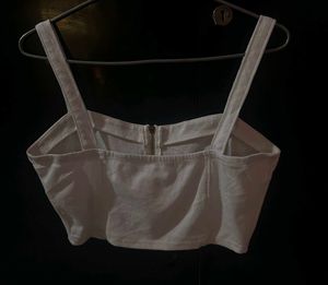 Y2k White Zip Front Crop Top
