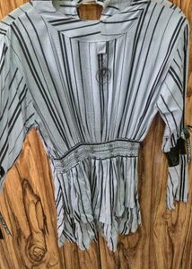 Striped Flare Sleeve Top