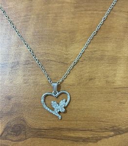 Heart &amp; Butterfly Pendant Necklace