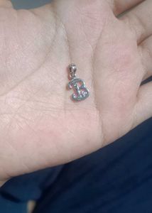 Silver Letter B Pendant with Diamond