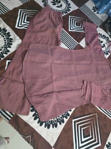 Embroidered cord set in brown color