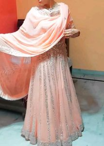 engagement Peach Lehenga Choli Set