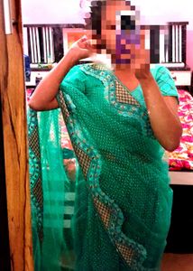 Green net saree with  Blouse