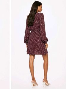 Maroon Polka Dot Mini Dress