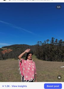 Chic Pink & White Patterned Poncho - Kashmiri Ponc