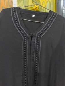 Elegant Black Abaya with Detailed Embroidery