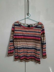 Colorful Geometric Print Long Sleeve Top